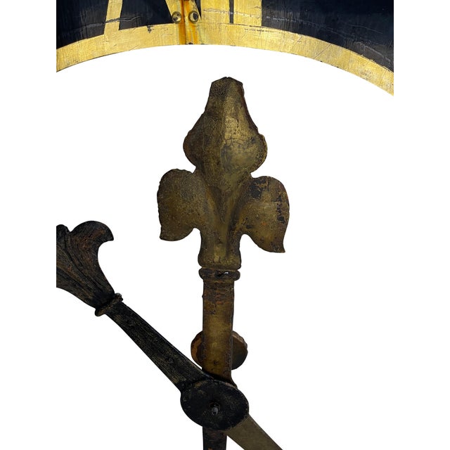 19th Century Black Church Clock Face with Gilt Roman Numerals and Hands-19th Century For Sale - Image 5 of 18