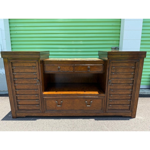 Marge Carson- Vintage Marble Top Flip-Top Sideboard/Buffet For Sale - Image 11 of 12