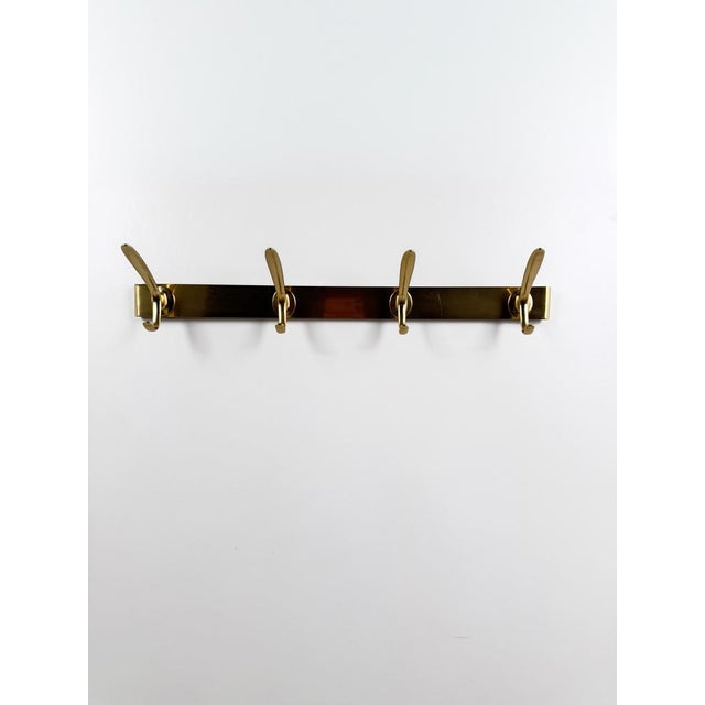 Mid-Century Gilt Metal Wall Coat Rack with 4 Hooks, 1960s For Sale - Image 11 of 18