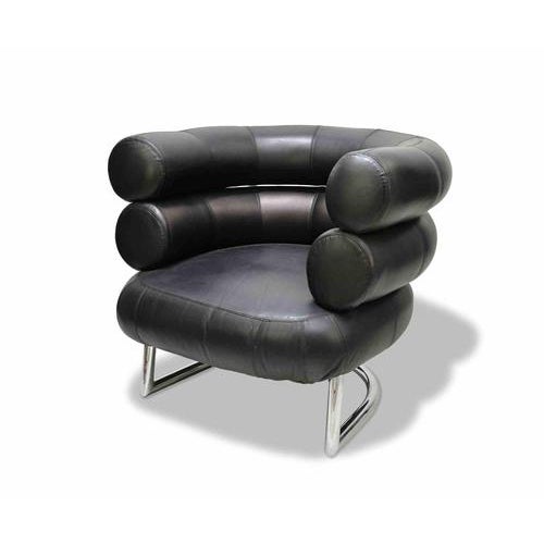 Metal Bibendum Black Leather Chair by Eileen Gray, 1980s For Sale - Image 7 of 9