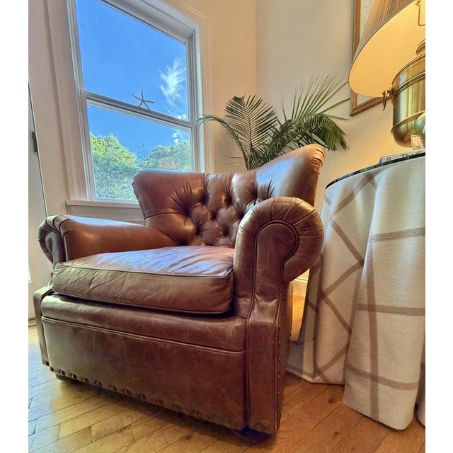 Ralph Lauren Chair and Ottoman Set in Saddle Toned Leather For Sale - Image 9 of 18