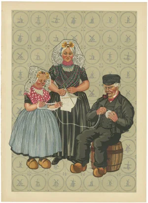 South Beveland Roman Catholic Dress with Girl and Grandfather, 1932, Paper