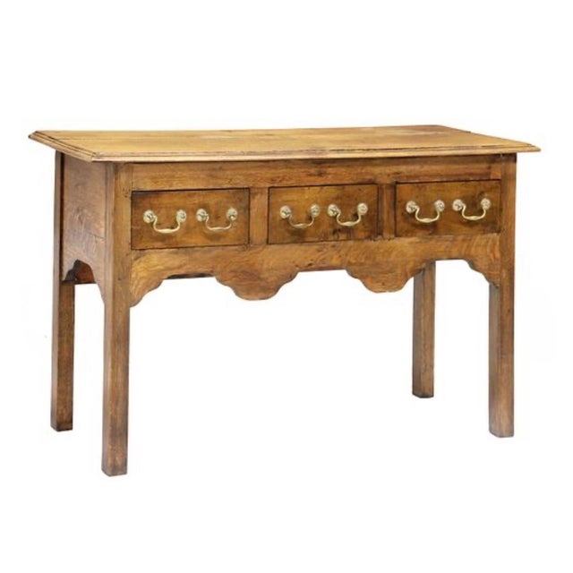 Brown Antique Georgian Oak Lowboy With Scalloped Apron, Late 18th/Early 19th Century For Sale - Image 8 of 8