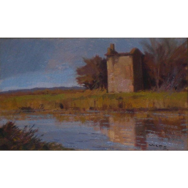 Angiolo Volpe (1943-) The pond oil on canvas Signed by the artist Painting influenced by Macchiaioli 35 x 49 cm This piece...