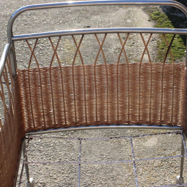Mid-Century French Childrens Bed in Rattan and Chrome, 1960s For Sale - Image 15 of 18