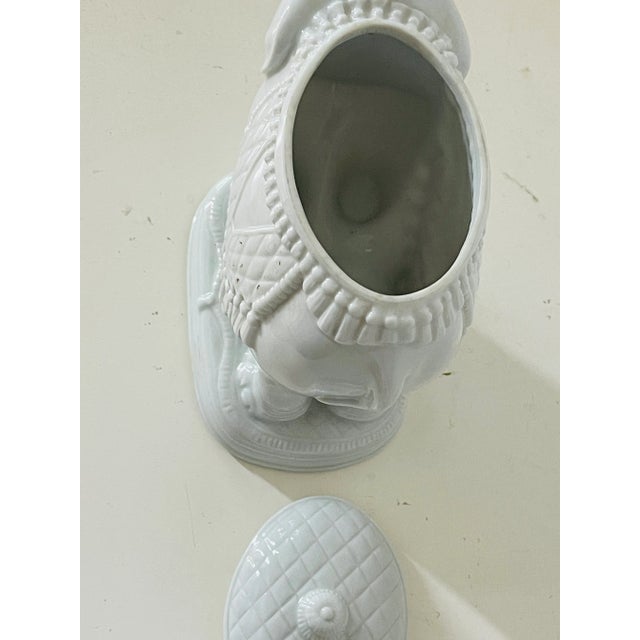 Vintage white porcelain jar with cover, numbers and stamp by Andrea by Sadek.