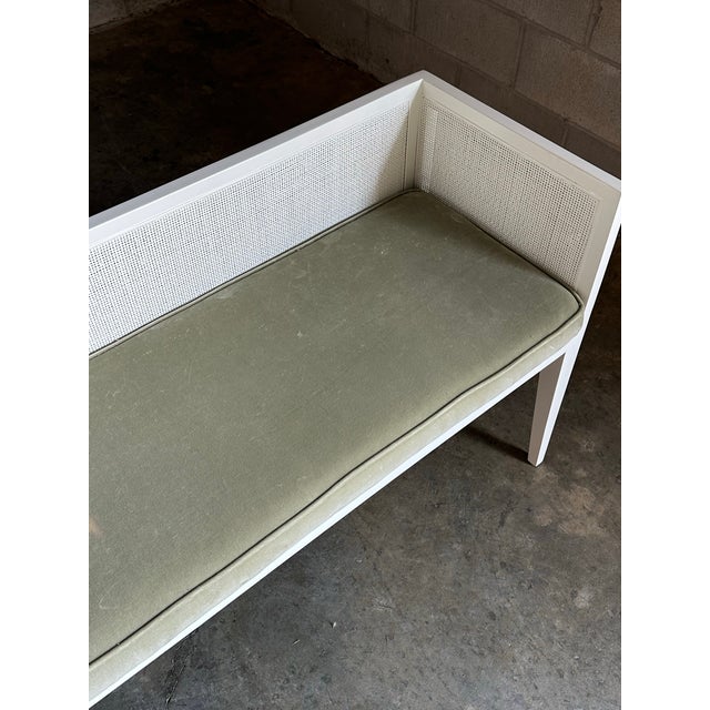 Wood 1960s Edward Wormley for Dunbar Style Cane and Wood Window Bench For Sale - Image 7 of 12