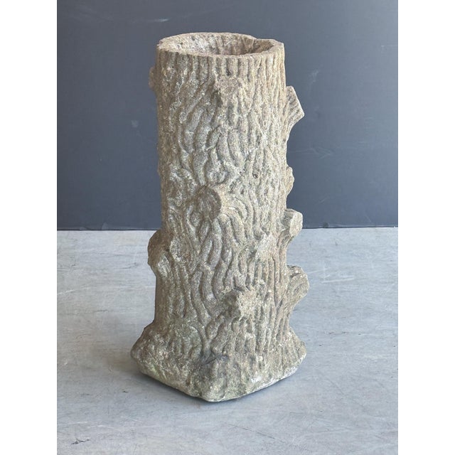 Mid 20th Century Faux Bois Garden Stone Bird Bath From England For Sale - Image 5 of 9