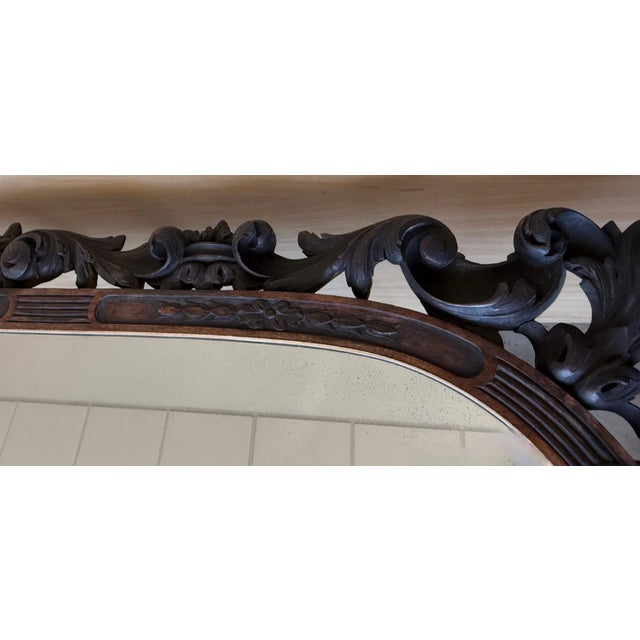 Early 20th Spanish Black Forest Carved Mirror with Floral Motif For Sale - Image 12 of 18