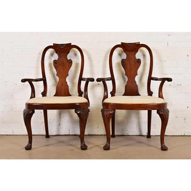 Baker Furniture Georgian Carved Mahogany Armchairs, Pair For Sale - Image 12 of 12