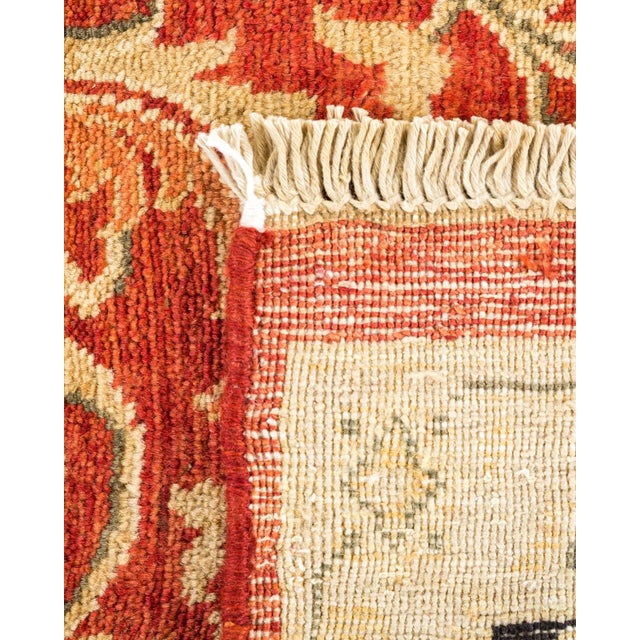1990s Vintage Traditional Hand Knotted Wool Area Rug, Orange - 6'0" X 8'9" For Sale - Image 5 of 9