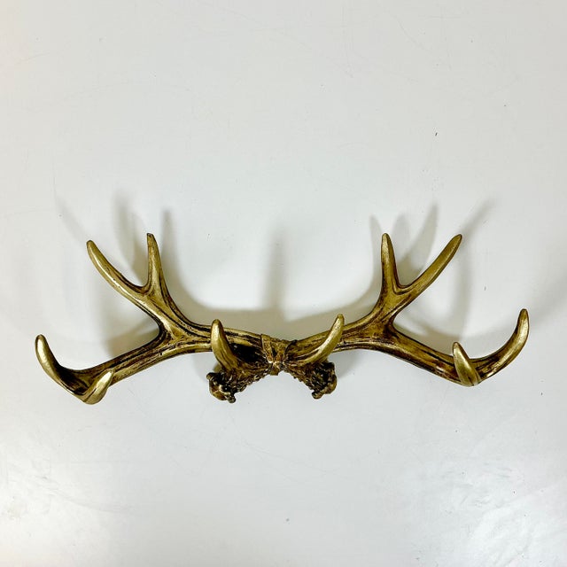 Vintage Rustic Adirondack Arts & Crafts Faux Antler Wall Mounted Hooks. For Sale - Image 9 of 11