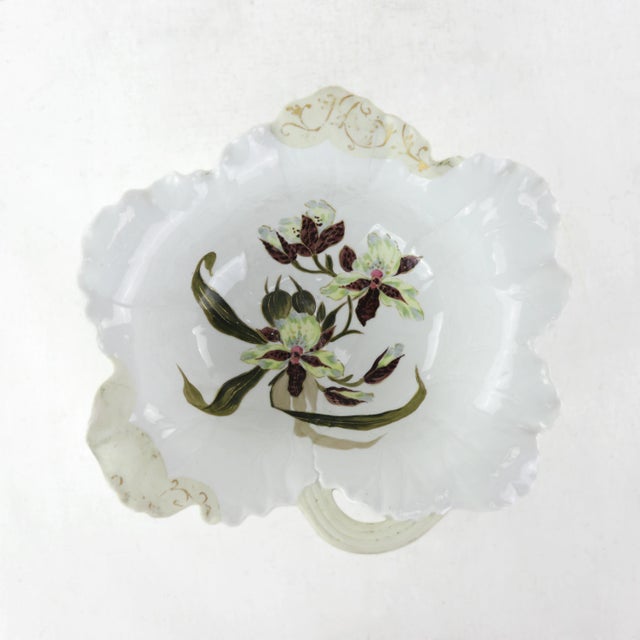 Victorian Hand-Painted Porcelain Dish With Orchid Floral Design For Sale - Image 10 of 10