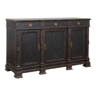 19th Century Swedish Black Painted Pine Sideboard Buffet For Sale