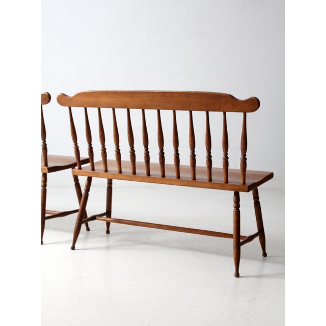 Mid-Century Colonial Revival Maplelux Maple Benches Pair For Sale - Image 17 of 18
