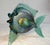 Vintage Hand Blown David Tate Studio Glass Iridescent Green Gold Fish Sculpture For Sale - Image 9 of 15