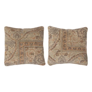 16"x16" SET OF 2 - Handmade Wool Rug Cushion Covers. Vintage Toss Pillow Covers For Sale