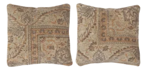 16"x16" SET OF 2 - Handmade Wool Rug Cushion Covers. Vintage Toss Pillow Covers