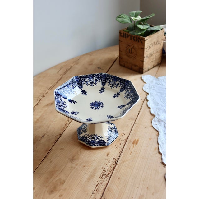 19th Century Ironstone Compote Dish with Rouen Pattern from Longchamp For Sale - Image 9 of 9