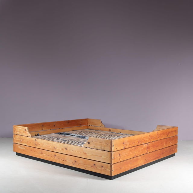 Brown Finnish Pine Wooden Bed, 1970s For Sale - Image 8 of 15