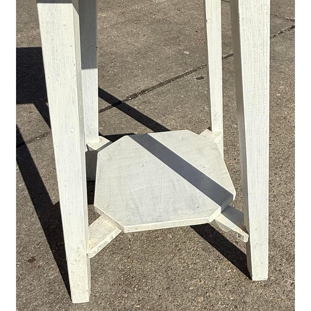 Vintage White Handpainted Mahogany Farmhouse Shabby Chic Two-Tier Side Table With Drawer For Sale - Image 10 of 12