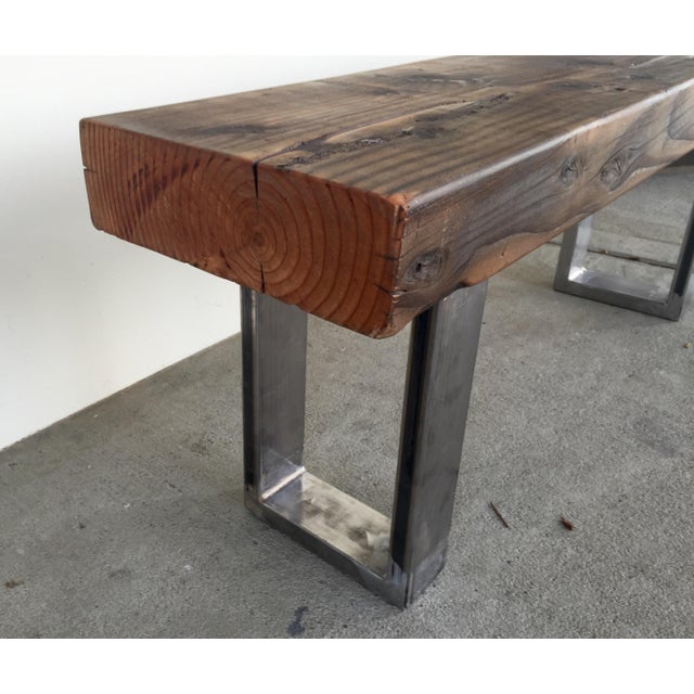 Rustic Modern Reclaimed Wood Bench | Chairish