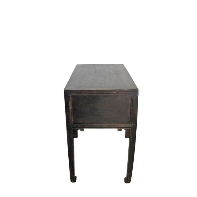 Black Antique Chinese 40" Three-Drawer Console Table For Sale - Image 8 of 9
