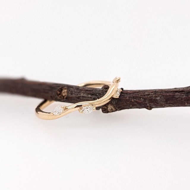 Dainty Natural Diamond Stackable Band: Solid 14k Gold - Minimal Fine Jewelry, Size 6.75 For Sale In Columbus - Image 6 of 6