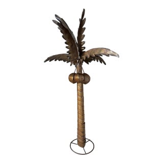 Monumental Vintage Rustic Coastal Oxidized Metal Palm Tree For Sale