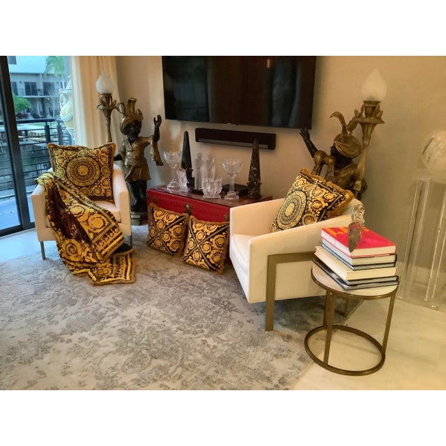 2010s Atelier Versace Black Gold Baroque Fringe Velvet Pillows - Set of 4 For Sale - Image 5 of 12