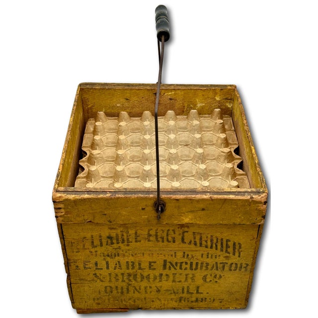 Wonderfully Rustic & Unusual Antique Patent 1897 Americana Wood Egg Carrier Crate With Maker & Clothier Advertising For Sale - Image 11 of 18