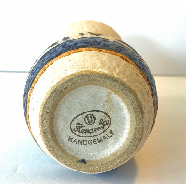 1950s Signed U Keramic Especially Cool Mid 20th Century Modern Hand Painted West German Art Pottery Vase. For Sale - Image 5 of 5
