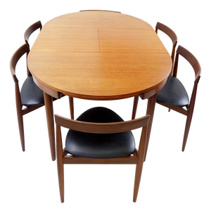 Extendable Teak Dining Table and Chairs by Hans Olsen for Frem Røjle, 1950s, Set of 7