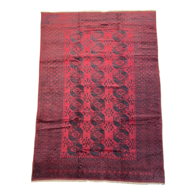 Vintage Afghan Turkmen Ersari Bokhara Oversize Rug - 13'1" X 9'4" For Sale