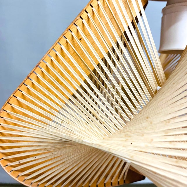 Vintage Wood and Straw Hanging Lamp, 1960s For Sale - Image 6 of 8