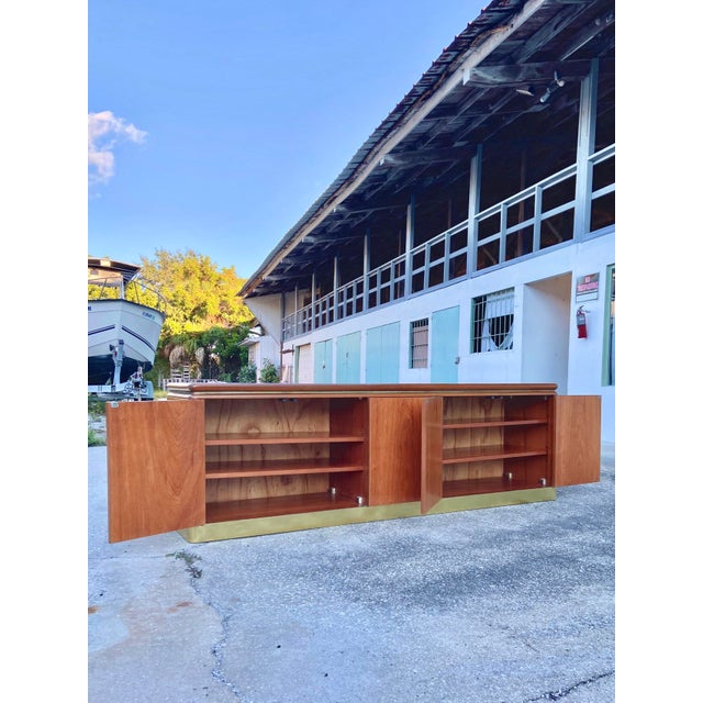 Mid-Century Modern Credenza or Sideboard in Maple Root Burl + Brass Inlay | Late 20th Century in the Style of Stanley Jay Friedman for Brueton For Sale - Image 3 of 12
