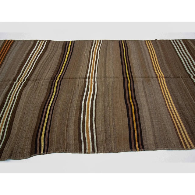 Mid-Century Modern Vintage Brown Wool Turkish Kilim Rug- 5′4″ × 10′4″ For Sale - Image 3 of 7
