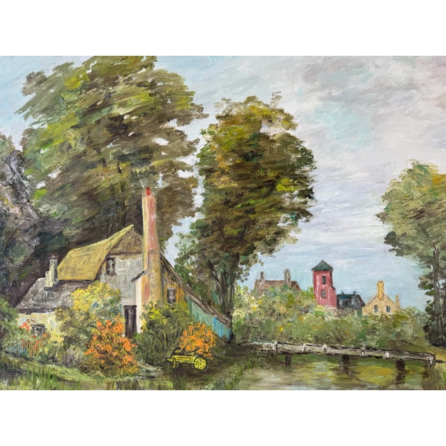 Impressionist 1970's Vintage Countryside Cottage Landscape Oil Painting, Framed For Sale - Image 3 of 11