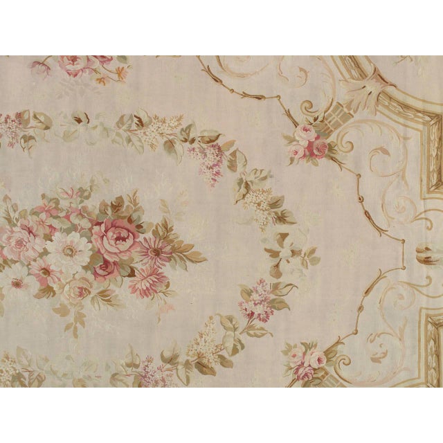 Antique French Aubusson Carpet, Fine Pale Pink, Rose, Taupe, Elegant Carpet For Sale - Image 15 of 18