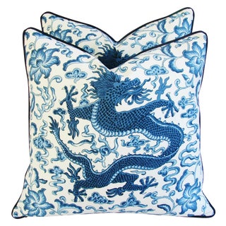 Scalamandre Chi'En Dragon Pillows - A Pair For Sale
