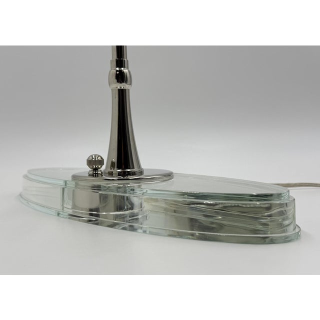 Transparent Visual Comfort Thomas O’Brien "Casper" Crystal Glass & Nickel Desk Lamp For Sale - Image 8 of 13