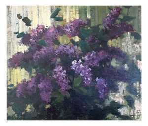 Alfejs Bromults, The Purple Song, 1960, Oil on Cardboard