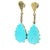 Italian 18k Gold Turquoise and Diamond Drop Earrings, Pair For Sale - Image 10 of 11