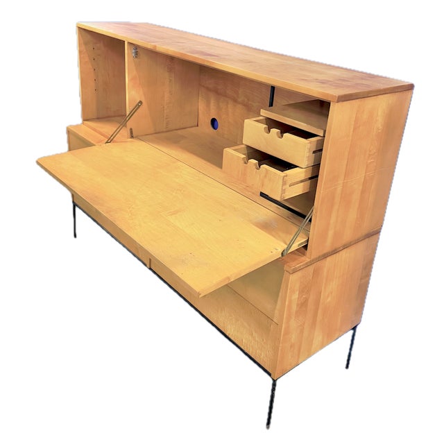 Wood Vintage Mid-Century Modern Secretary Desk For Sale - Image 7 of 17