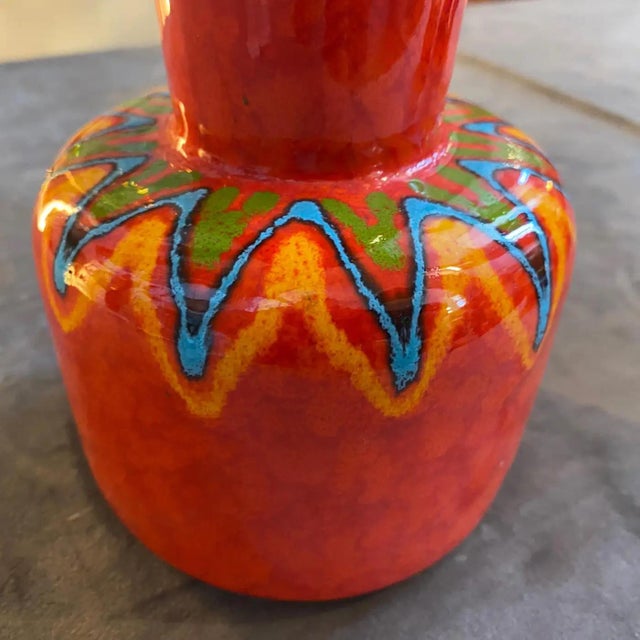 A red veraci vase designed and hand-crafted in San Marino in the Fifties, it's in perfect condition overall. It is a...