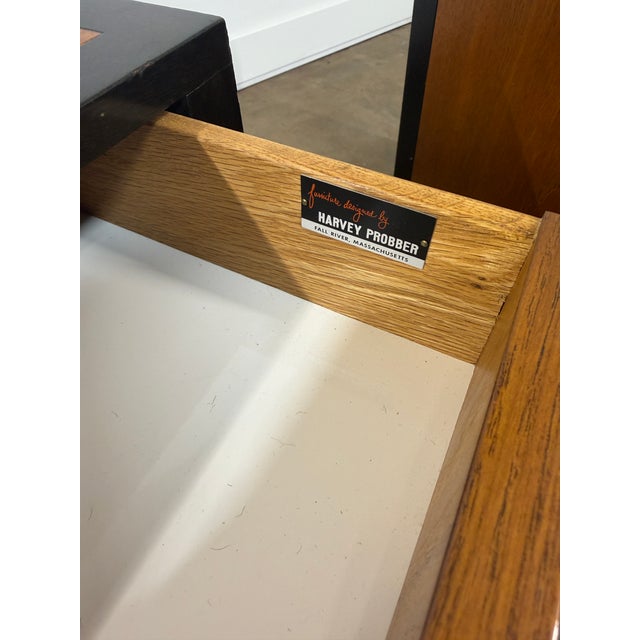 Brown Mid 20th Century Pair of Harvey Probber Ebonized Wood and Brass Nightstands or Side Tables For Sale - Image 8 of 18