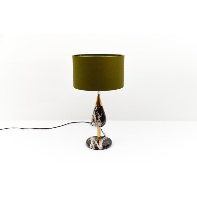 Mid-Century Modern Black Marble and Brass Table Lamp, Italy, 1960s For Sale - Image 9 of 9