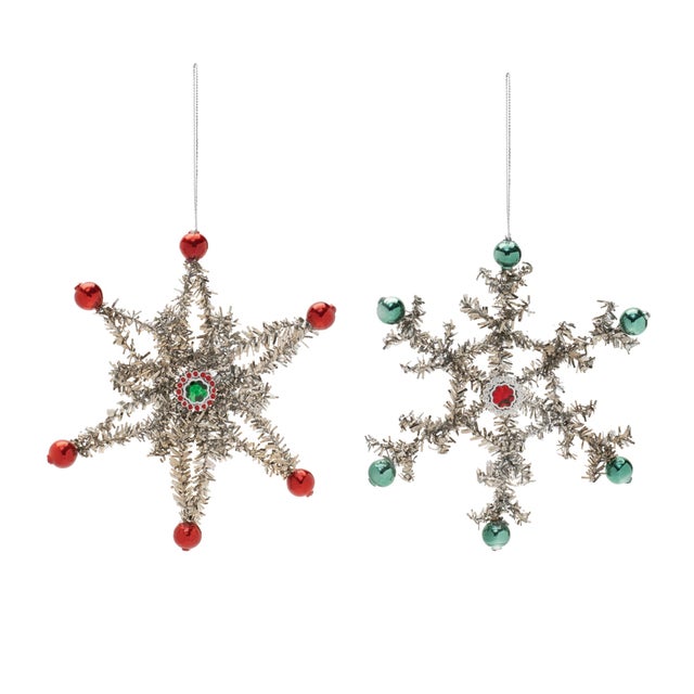 Add a touch of traditional holiday cheer to your tree with the Jeweled Tinsel Snowflake Ornament. Designed with festive...