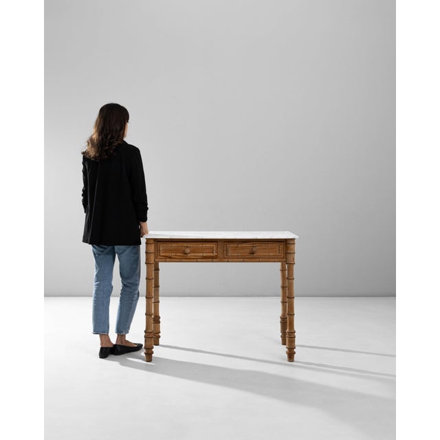 1900 - 1909 1900s French Faux Bamboo Table With Marble Top For Sale - Image 5 of 18