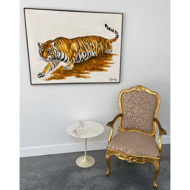 Mid-Century Modern Large Signed Tiger Painting, Acrylic on Canvas, Mid-Century Modern For Sale - Image 3 of 10